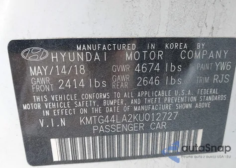 2019 Genesis G70 из США, поврежденный, VIN KMTG44LA2KU012727